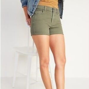 Old Navy | Olive Green Mid-Rise Jean Shorts